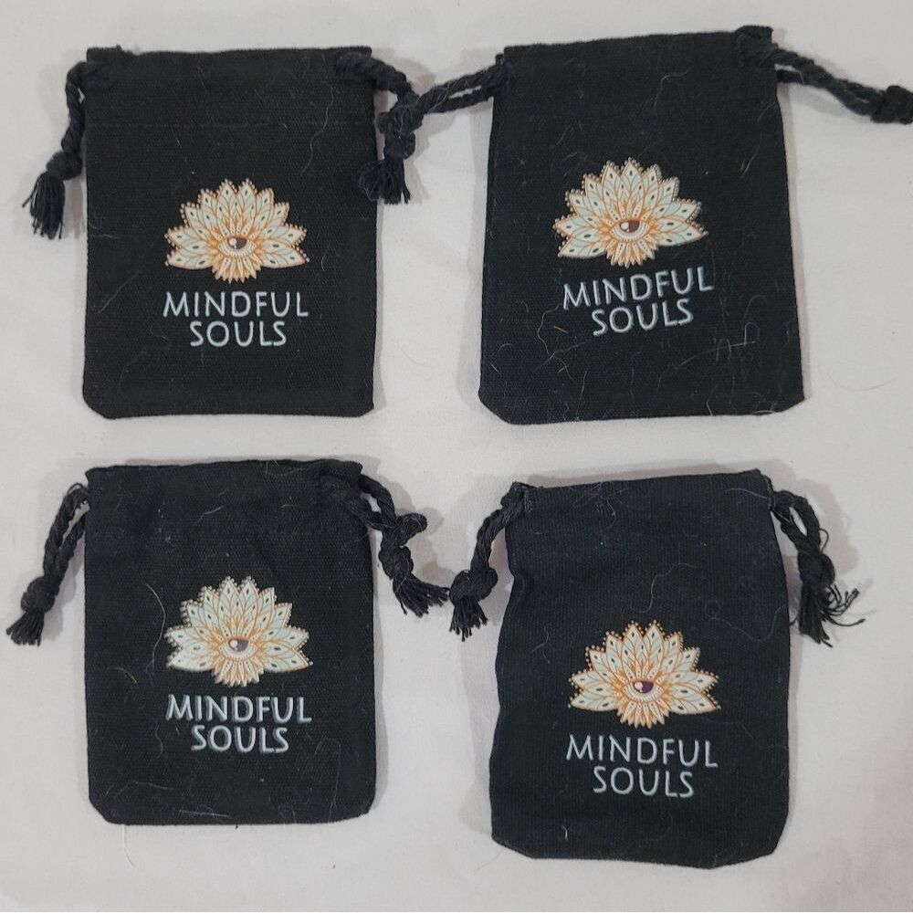 3.5" x 3" black Mindful Soul mini dust bag bundle of 4